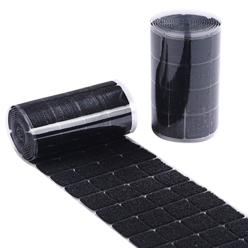 Sticky Back Coins Black Self Adhesive Dots 500pcs(250 Pairs) 1" Diameter Square Hook & Loop Dots Taps Perfect for School, Office 25x25mm - NewNest Australia