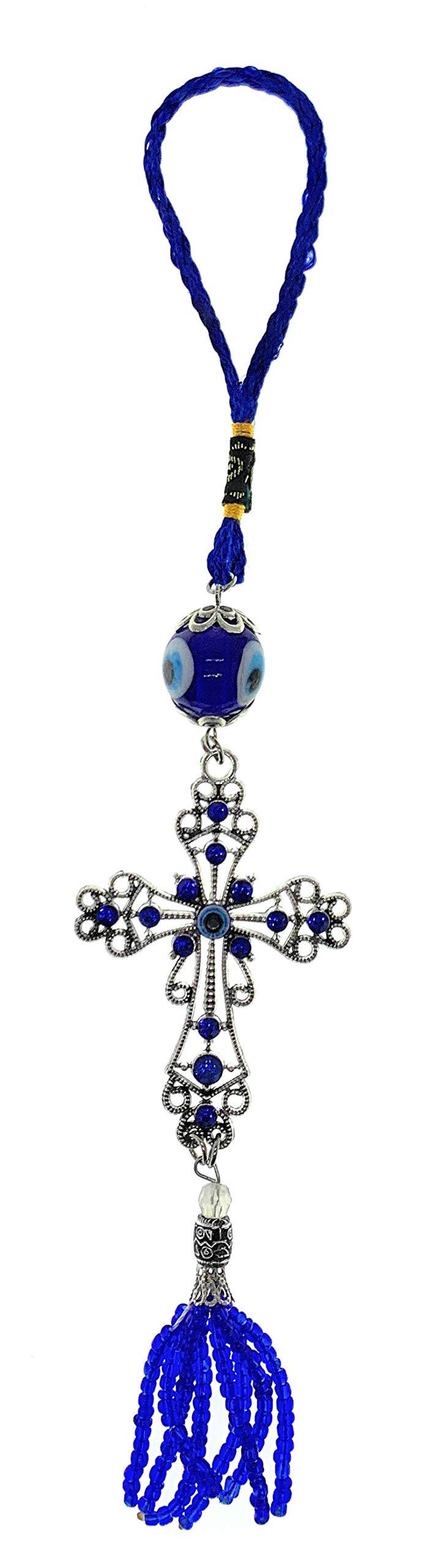 NewNest Australia - Bravo Team Lucky Cross and Evil Eye Hanging Ornament for Protection, Blessing and Strength, Pendant Decoration for Car, Home and Office Great Gift. 