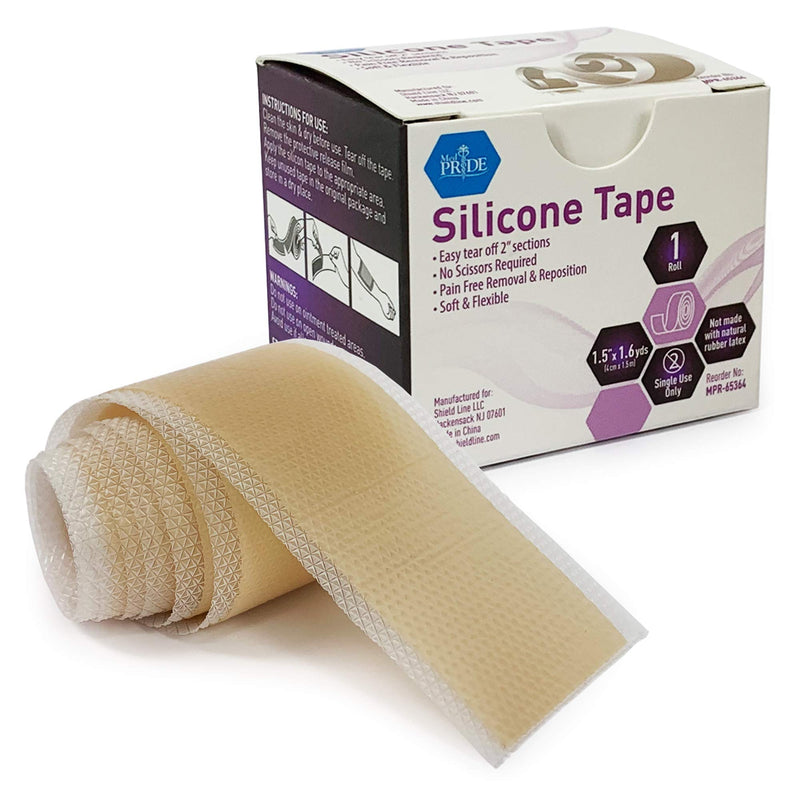 Medpride Easy-Tear Silicone Gel Tape Roll-1.5 Inch x 1.6 Yards- Medical Grade Wound Dressing, Sticky Bandage, Water + Shower-proof- Latex-Free, Adhesive, Soft + Flexible, Pain-Free Removal + Switching - NewNest Australia