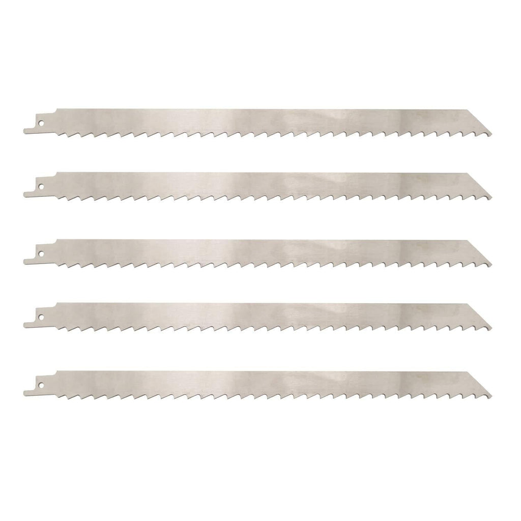 12 Inch Stainless Steel Reciprocating Saw Blades for Meat, 3TPI Big Tooth Unpainted Reciprocating Saw Blades for Food Cutting, Big Animals, Frozen Meat, Beef, Sheep, Cured Ham, Turkey, Bone - 5pack - NewNest Australia