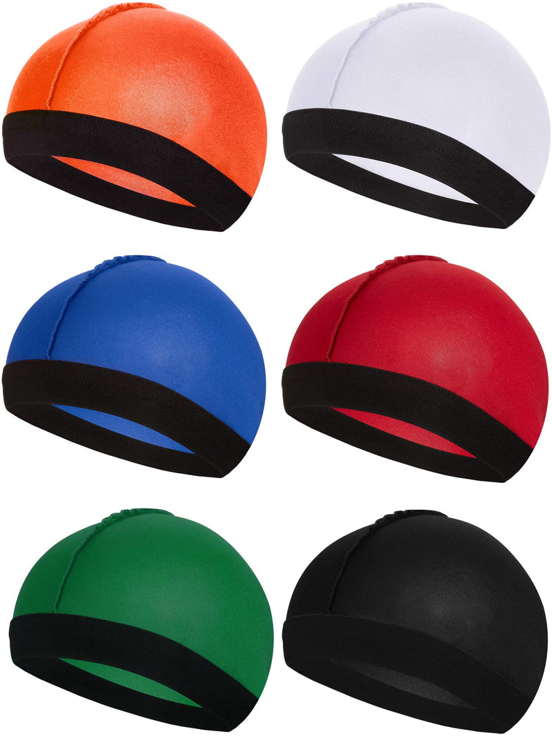 6 Pieces Silky Wave Caps for Men Kids 360 Wave Durag Cap Elastic Wave Velvet Hat Orange, Red, Blue, White, Green, Black - NewNest Australia