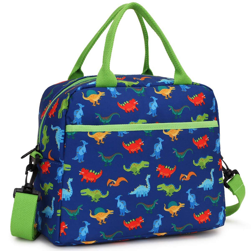 NewNest Australia - Lunch Bag for Boys, Insulated Lunch Box Bag Cute Dinosaur Thermal Lunch Tote with Removable Shoulder Strap, VONXURY Blue Dinosaur 