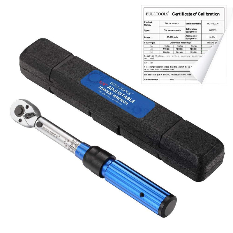 BULLTOOLS 1/4-inch Drive Dual-Direction Click Torque Wrench (20-200in.lb / 2.26-22.6Nm) 90-tooth High Accuracy Torque Wrench with Buckle - NewNest Australia