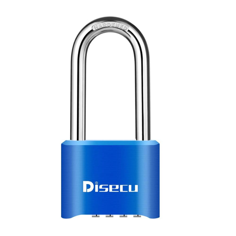 Disecu Heavy Duty 4 Digit Long Shackle Combination Lock and Outdoor Waterproof Padlock for Gym Locker, Gate, Cabinet, Toolbox (Blue) Blue - NewNest Australia