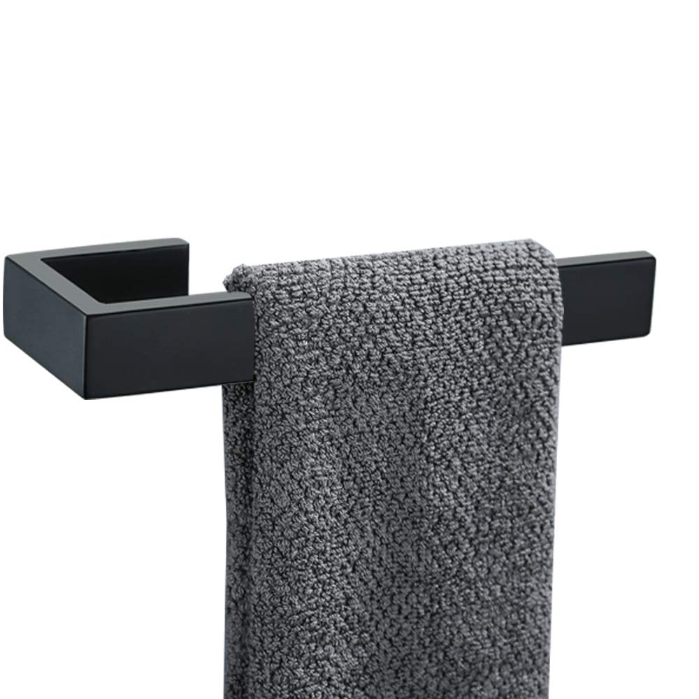 TNOMS Bathroom Hand Towel Holder Square Towel Bar Towel Ring Hanger Wall Mount Black Finish,Q8003BK - NewNest Australia