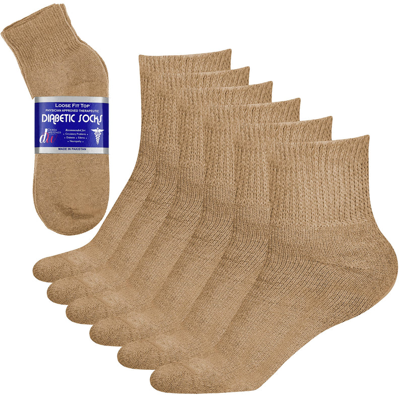 Diabetic Ankle Socks Mens Womens Non-binding Socks Loose Fit 6 Pairs Debra Weitzner Beige 9-11 - NewNest Australia