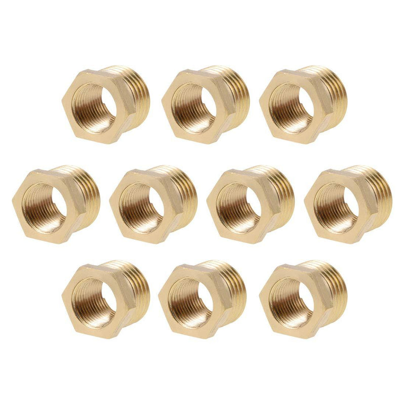 uxcell Brass Threaded Pipe Fitting G1/4 Male X G1/8 Female Hex Bushing Adapter 10pcs - NewNest Australia