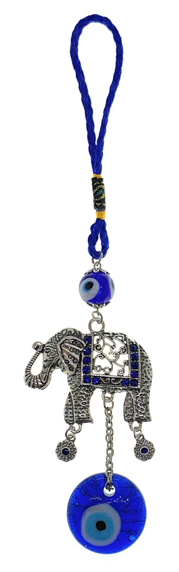 NewNest Australia - Bravo Team Lucky Elephant and Evil Eye Hanging Ornament for Protection, Blessing and Strength, Pendant Decoration for Car, Home and Office Great Gift. 