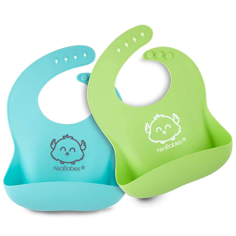 Baby Silicone Bibs - Waterproof, Easy Wipe Silicone Bib for Babies, Toddlers - Baby Feeding Bibs with Large Food Catcher Pocket - Travel Bibs for Baby Girl, Boy - Food Grade BPA Free (Cloud Nine) Cloud Nine - NewNest Australia