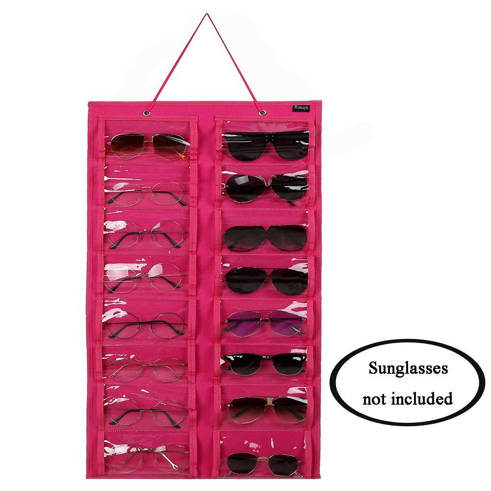 NewNest Australia - RZMAYIS Sunglasses Dust-Proof Organizer Storage Wall Mounted Hanging Sunglasses Organizer 16 Slots Glasses Storage Organizer Holder  (Pink Large) Pink Large 