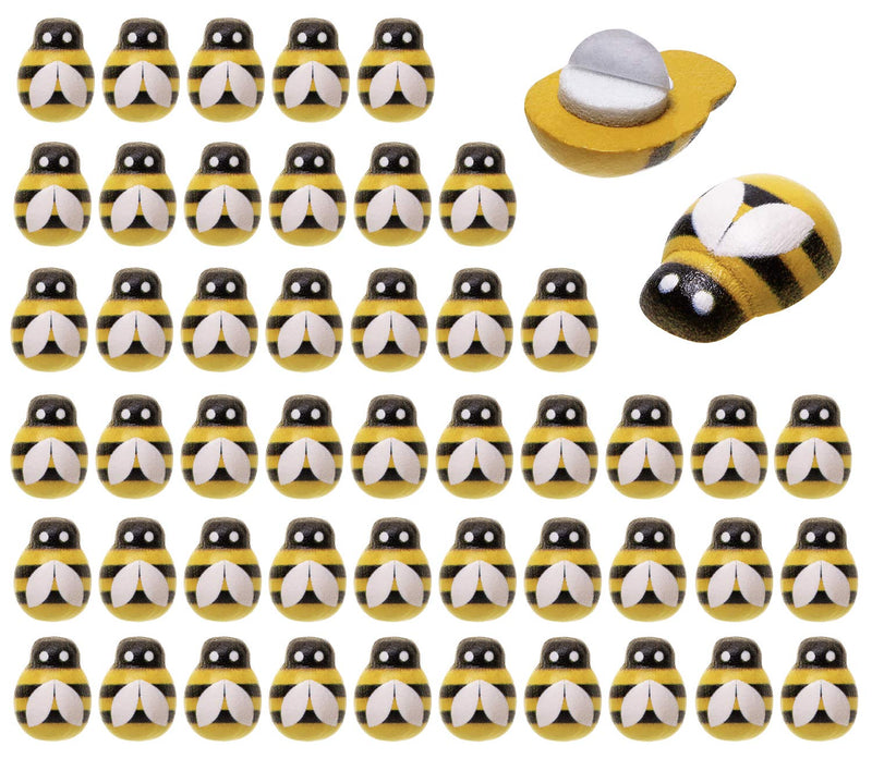 Penta Angel Tiny Wooden Bee Embellishments 50Pcs Self-Adhesive Painted Flatback Wood Bumble Bee Pieces for Scrapbooking Decoration and Craft DIY - NewNest Australia