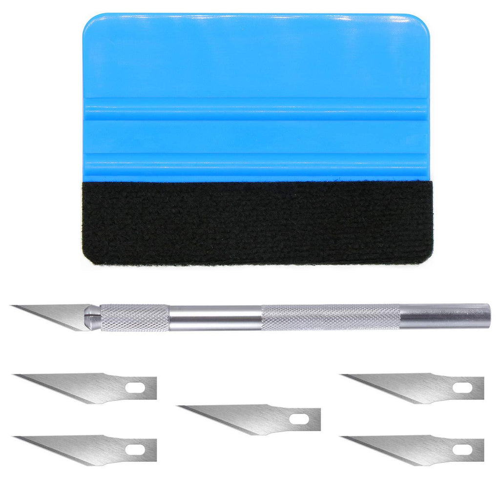 OIIKI Wallpaper Smoothing Tool Kit, Window Tint Tools with Blue Felt Edge Squeegee, Carving Knife (6 blades) for Vinyl Wrap, Glass Film in Wallpaper - NewNest Australia