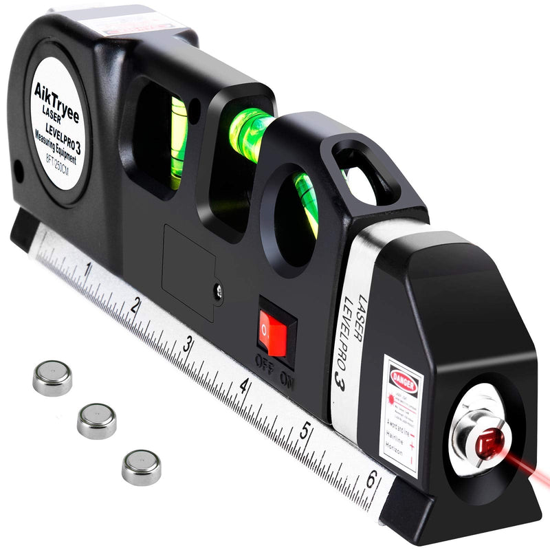 Laser Level Line Tool, Multipurpose Laser Level Kit Standard Cross Line Laser level Laser Line leveler Beam Tool with Metric Rulers 8ft/2.5M for Picture Hanging cabinets Tile Walls by AikTryee. - NewNest Australia
