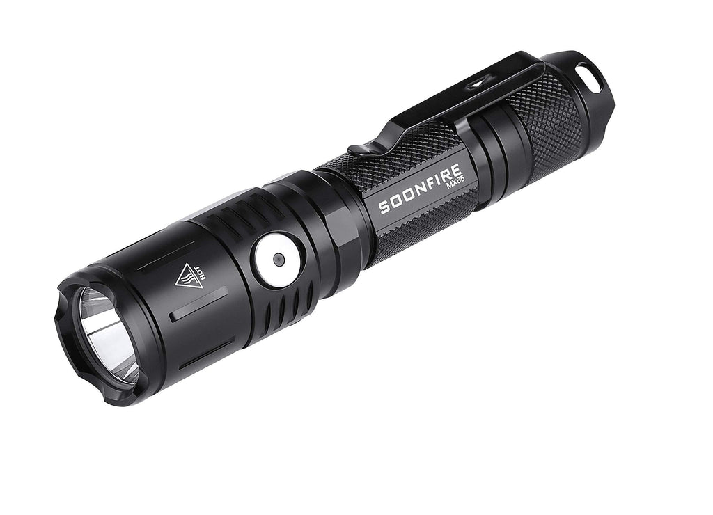 soonfire MX Series Tactical Flashlight 1060 Lumens Built-in a fast charging Micro-USB port 5 brightness Cree LED Waterproof Flashlight,18650 Battery and Holster Included(Black) Black - NewNest Australia