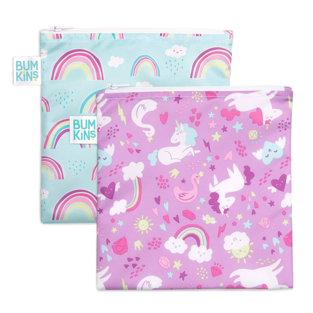 NewNest Australia - Bumkins Sandwich Bag/Snack Bag Set, Rainbows & Unicorns, 7 X 7 Inch (Pack of 2) Sandwich Bag 2-pk 