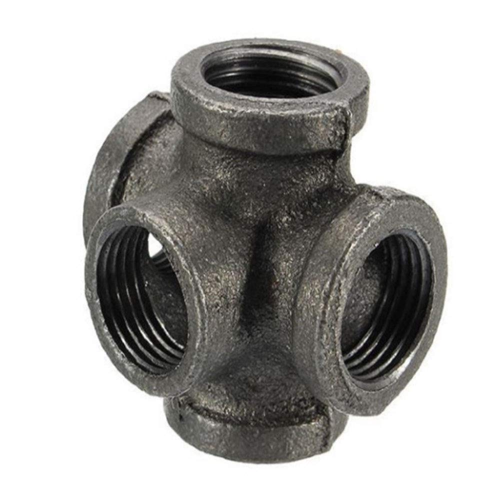 Lucas shops 1" 5 Way Pipe Fitting Malleable Iron Black Outlet Cross Female Tube Connector (1 Inch) - NewNest Australia