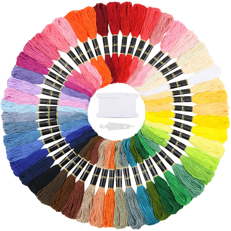 Similane Embroidery Floss 50 Skeins Cross Stitch Thread Rainbow Color Friendship Bracelets Floss Crafts Floss with 12 Pcs Floss Bobbins and 1 Pcs Needle-Threading Tool - NewNest Australia