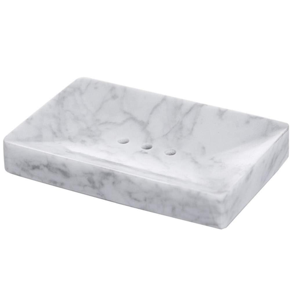 StonePlus Natural Smooth Real Marble Soap Dish/Facial Sponge Holder/Bathroom Makeup Sponge Tray with Draining Hole (White Carrara) White Carrara - NewNest Australia