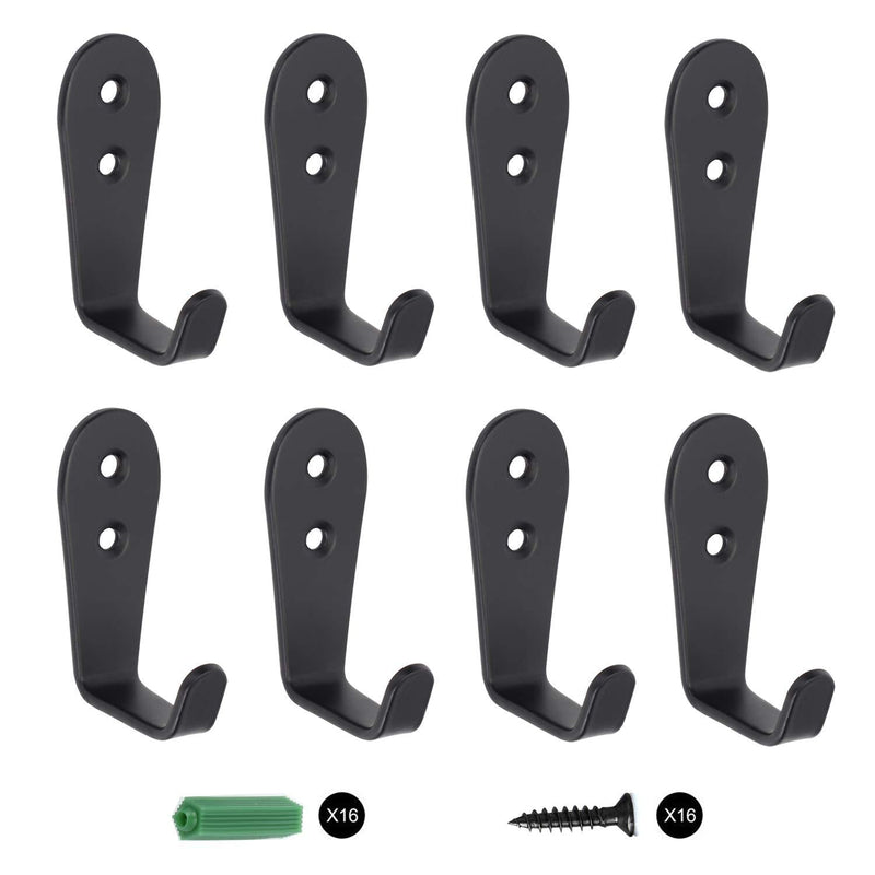 NewNest Australia - Wall Hooks 8 Pcs,Coat Hooks, Stainless Steel Hook, Garage, Luggage Key Hook, Bathroom Kitchen Dining Room,Heavy Duty, Indoor and Outdoor Hooks (Black) Black 