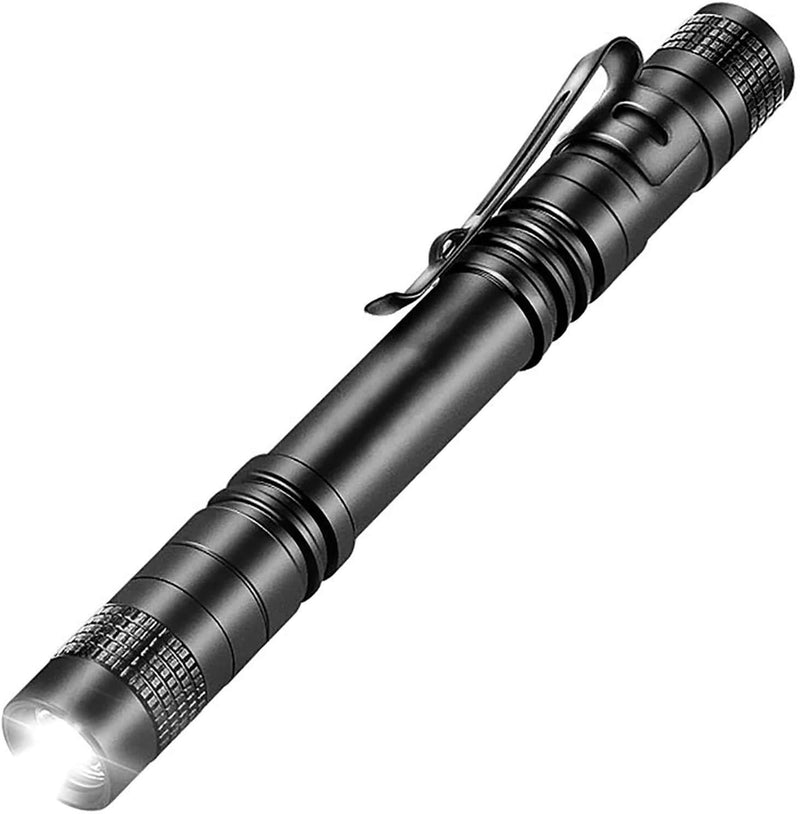 MODOAO Portable Flashlight with Metal Clip, 200 Lumens Penlight Flashlight Tactical Torch with Clip, Two AAA Batteries (Not Included), Pocket Penlight Portable Emergency Light (1 Pcs) 1 Pcs - NewNest Australia