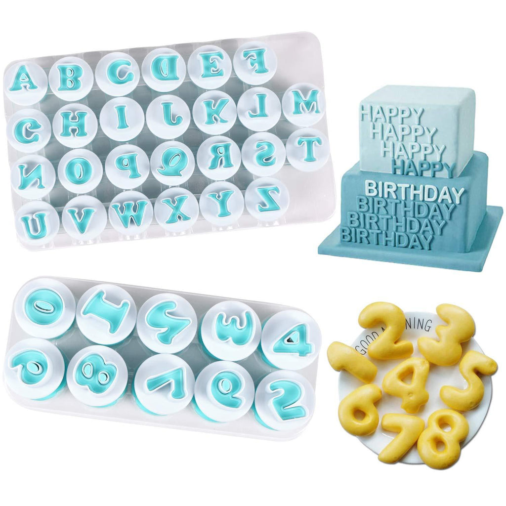 NewNest Australia - Alphabet Letter Numbers Cake Mould Set, BENBO 36Pcs Fondant Cake Sugar Craft Cookies Stamp Impress Embosser Plunger Cookie Cutter Mold Biscuit Decorating Tools 