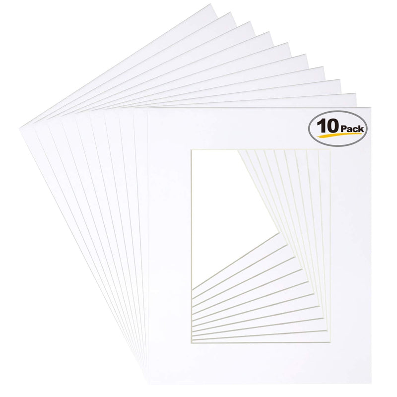 Betus 8x10 White Picture Mats, White Core Bevel Cut for 5x7 Pictures - Pack of 10 8x10 inch - NewNest Australia