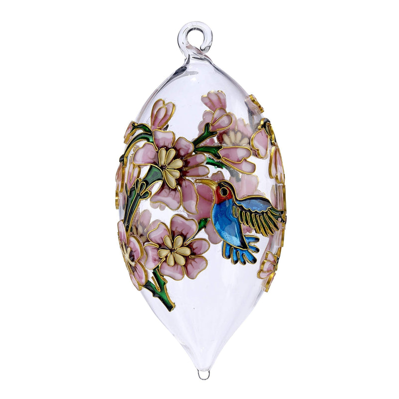 NewNest Australia - Kubla Crafts Handmade Hummingbird Flower Cloisonne Finia Glass Ornament 4 Inch 