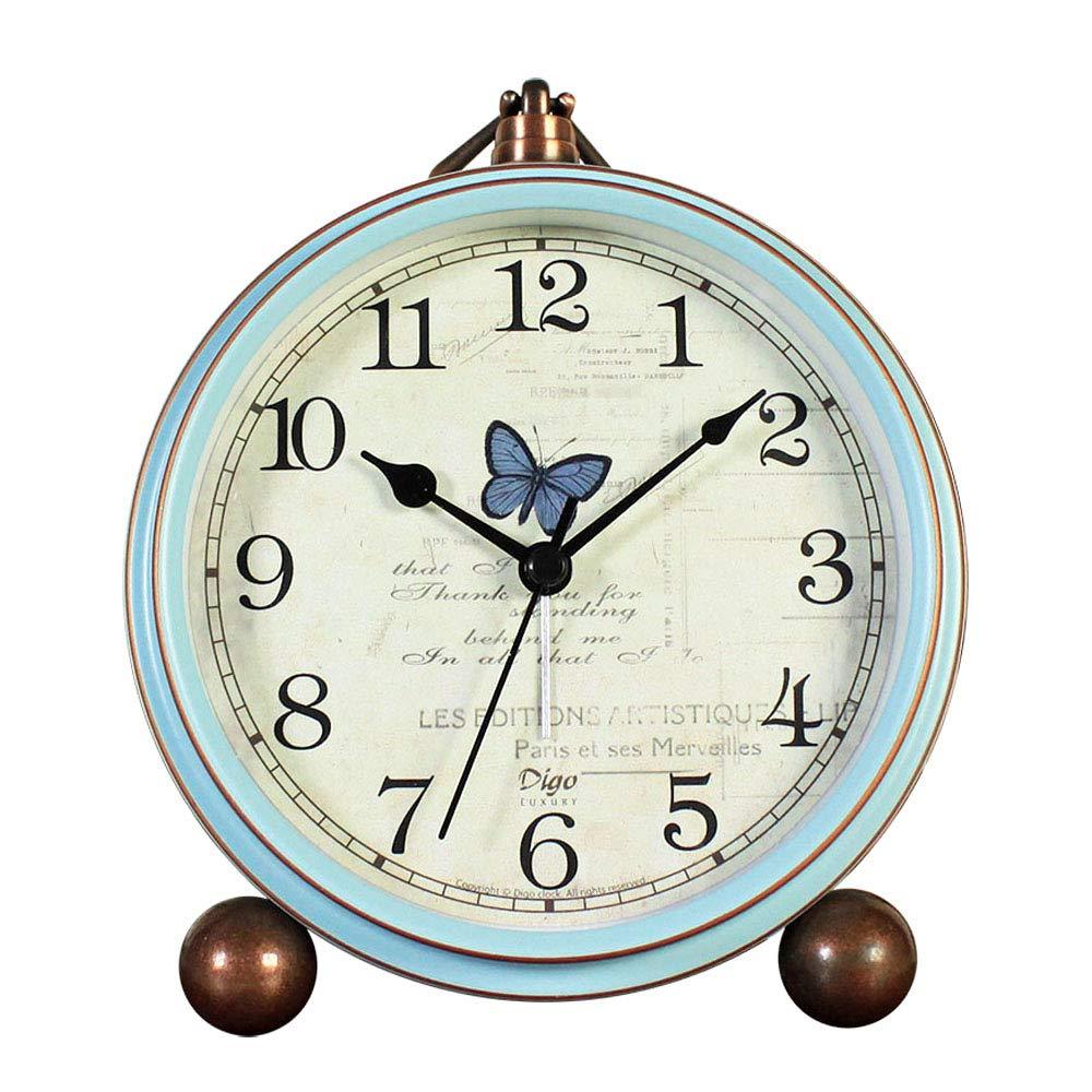 NewNest Australia - Maxspace 5.2" Small Alarm Clock, Retro Table Desk Alarm Clock Non-Ticking & Battery Operated with Quartz Movement HD Glass Clock for Bedroom Living Room Kids (Butterfly) Butterfly 