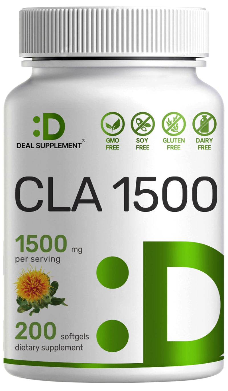 CLA 1500mg Per Serving, 200 Softgels, Extra Strength 95% Conjugated Linoleic Acid from Safflower Oil, Non-GMO, No Gluten - NewNest Australia