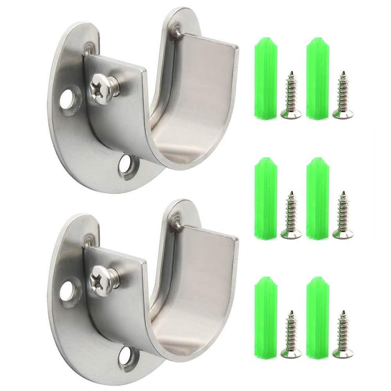 SDTC Tech 1-1/3" Flange Rod Holder Heavy Duty Stainless Steel Closet Rod End Supports Wardrobe Pole Socket Bracket with Matching Screws, Silver - 2 Pack 1-1/3 Inch - NewNest Australia