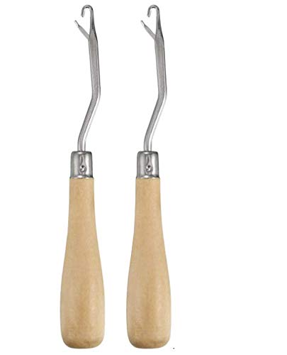 LASSUM 2 Pack 6.3 Inch Wooden Handle Latch Hook Tool for Rug Making and Art Crafts - NewNest Australia