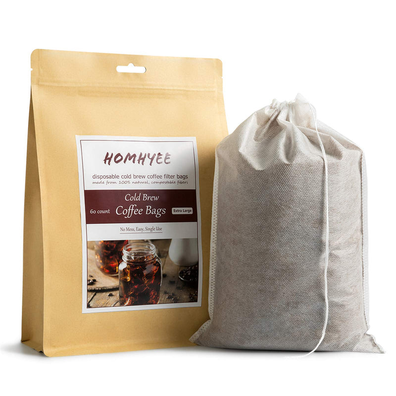 Disposable Cold Brew Coffee Filters - 60 Count Single Use Filter Sock Packs Fine Mesh Brewing Bags for Concentrate, Iced Coffee Maker, French/Cold Press Kit, Tea in Mason Jar, 8 x 12 Inches - NewNest Australia