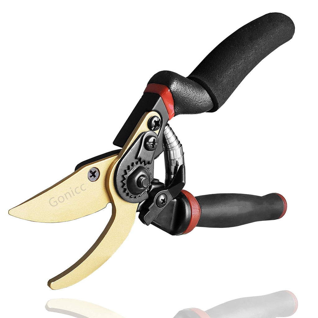 Gonicc 8" Professional Rotating Bypass Titanium Coated Pruning Shears(GPPS-1014), Secateurs, Scissors, Pruners with Heavy Duty SK5 Blade. Soft Cushion Grip Handle for Everyone. - NewNest Australia