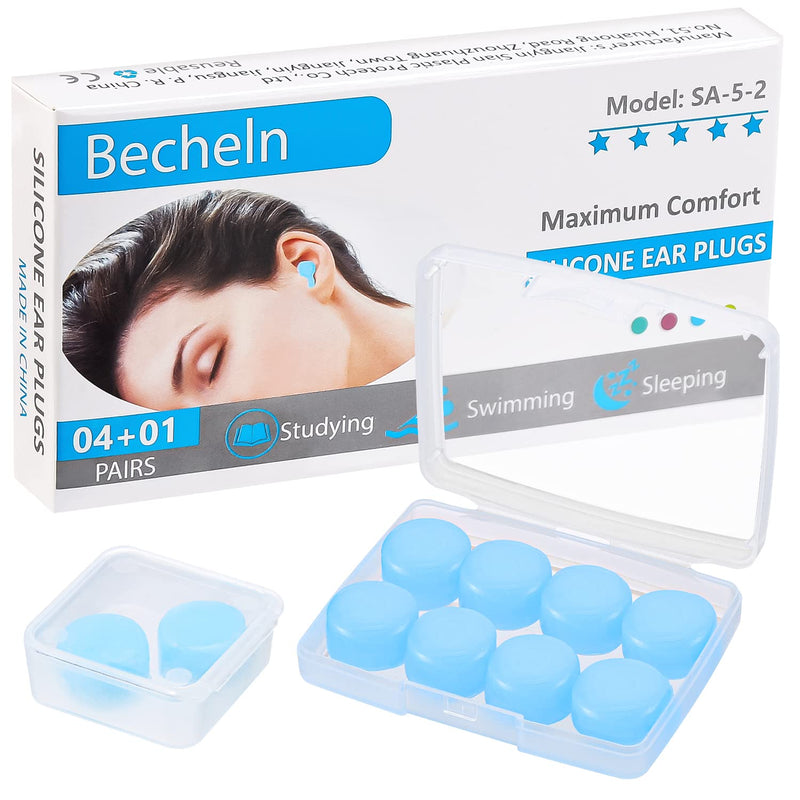 Reusable Silicone Ear Plugs, Waterproof Noise Cancelling Ear Plugs for Sleeping, Shooting, Airplanes, Concerts, Mowing, 22dB Highest NRR Blue - NewNest Australia