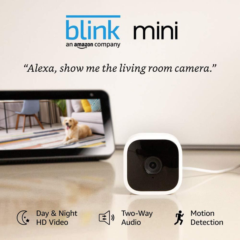 Blink Mini – Compact indoor plug-in smart security camera, 1080 HD video, night vision, motion detection, two-way audio, Works with Alexa – 2 cameras - NewNest Australia