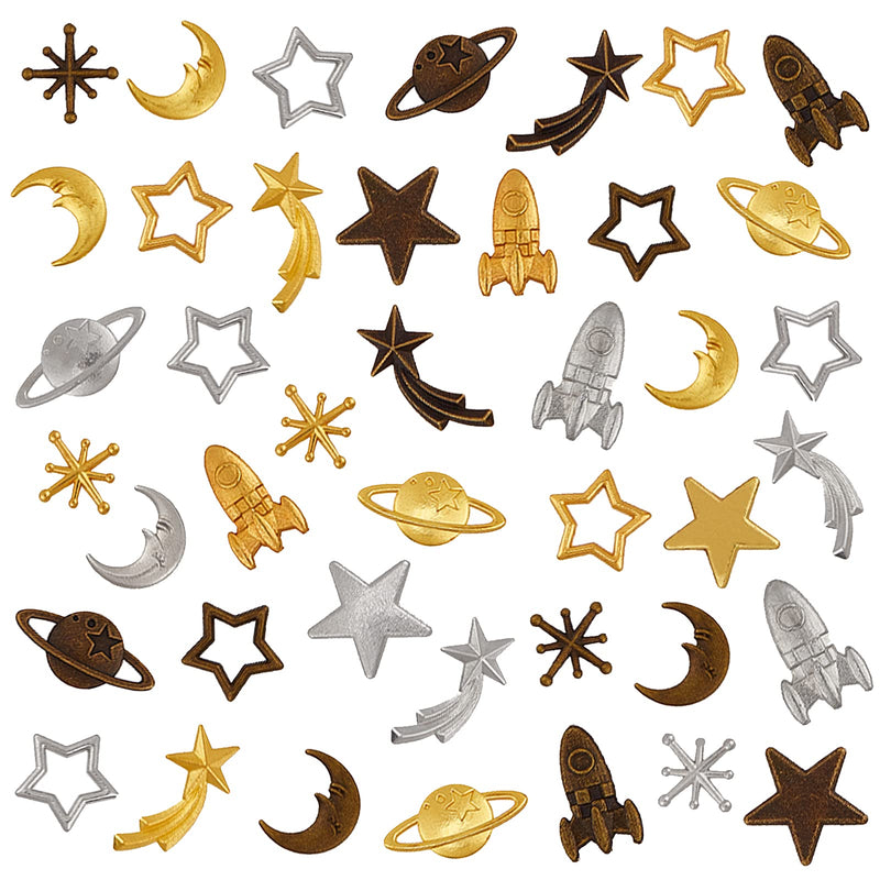 OLYCRAFT 168pcs Cosmos Themed Resin Fillers 3-Color Alloy Epoxy Resin Supplies Star Moon Spaceship Filling Accessories for Resin Craft Making - NewNest Australia
