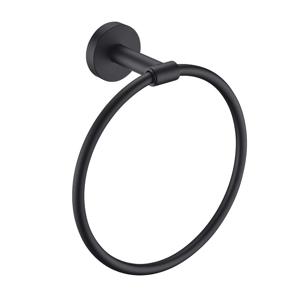 Hoooh Matte Black Bath Towel Ring SUS 304 Stainless Steel Hand Towel Holder for Bathroom Wall Mounted, D100-BK - NewNest Australia