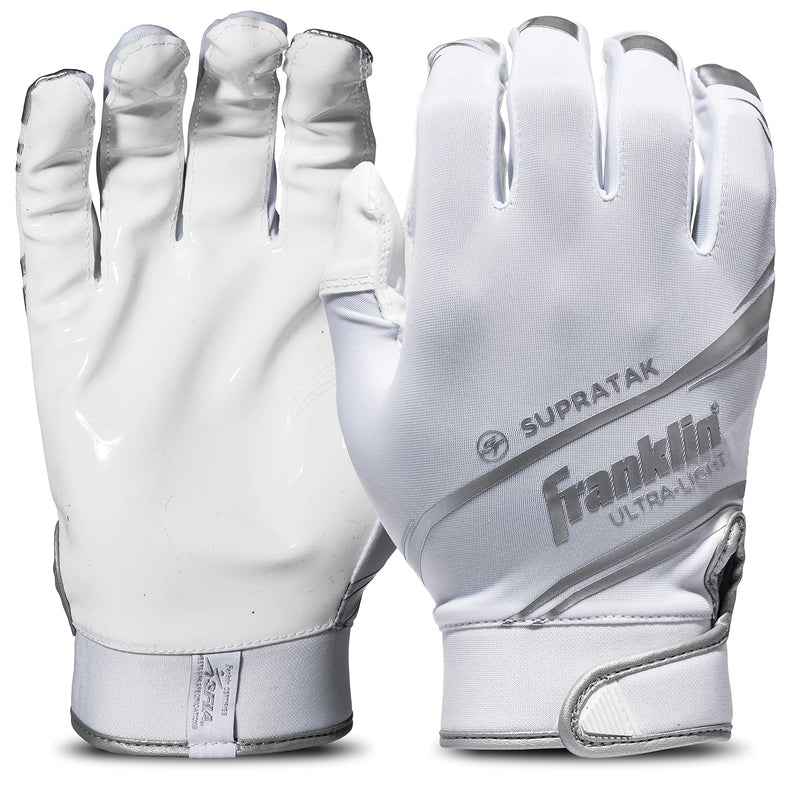 Franklin Sports Supratak Football Receiver Gloves - White/Chrome - Adult Large - NewNest Australia