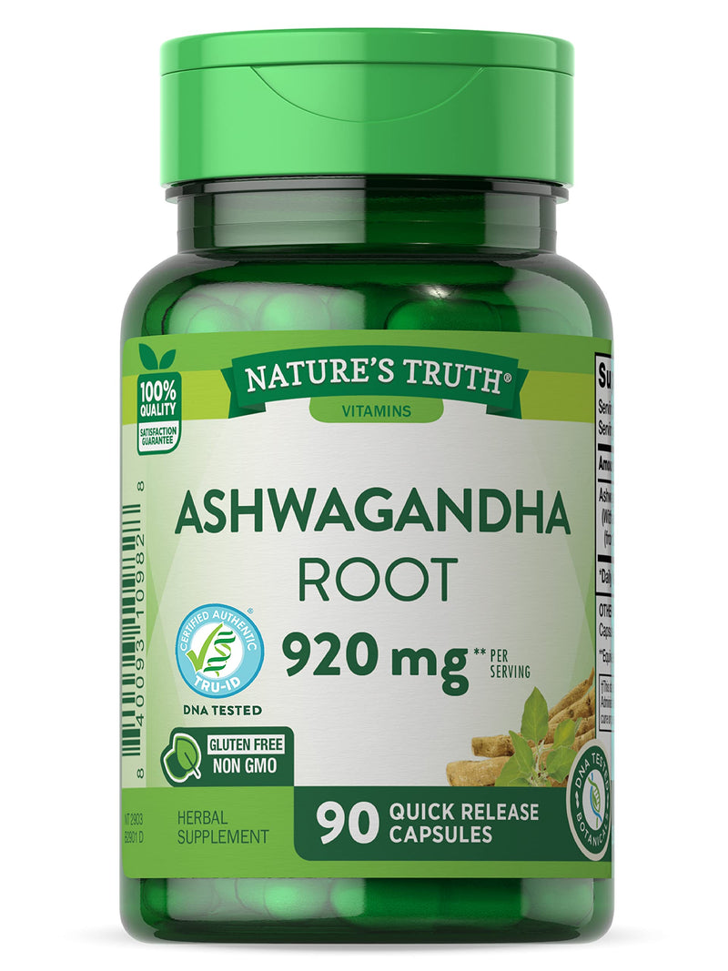 Ashwagandha Capsules | 920 mg | 90 Count | Non-GMO & Gluten Free Supplement | by Nature's Truth - NewNest Australia