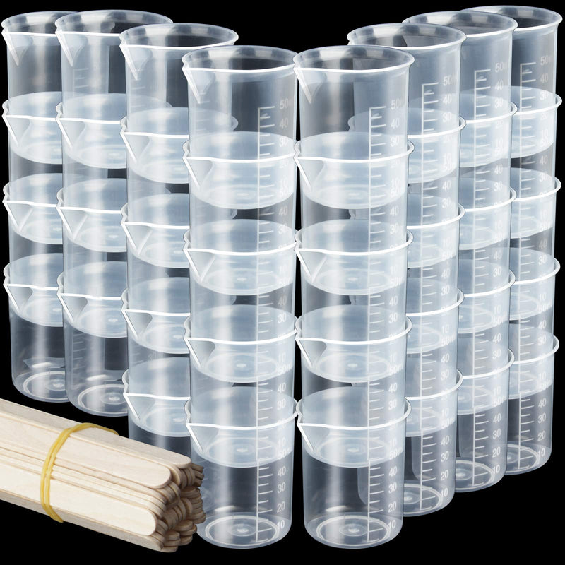 50ml/1.7oz Epoxy Mixing Cups, LEOBRO 38PCS Graduated Epoxy Resin Cups, Resin Mixing Cups, Beaker, Pouring Cup, Plastic Measuring Cup for Resin, Epoxy, Acrylic Paint, with 40 PCS Wood Craft Sticks - NewNest Australia
