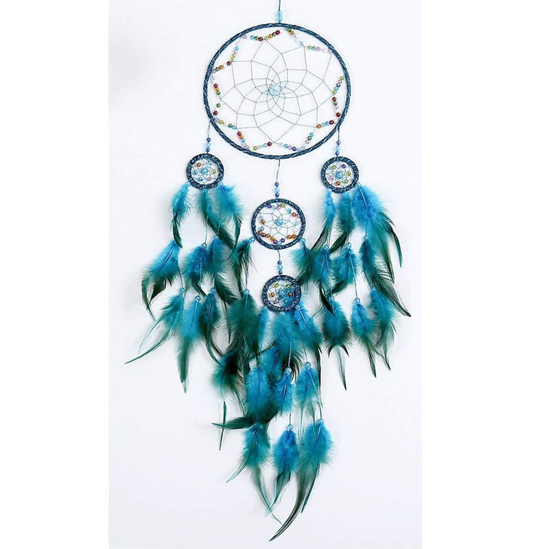 NewNest Australia - GLAKCO Dream Catchers,Colors Feather Dream Catchers for Bedroom Wall Decoration for Kids 8" W 29.5" L (Blue) Blue 