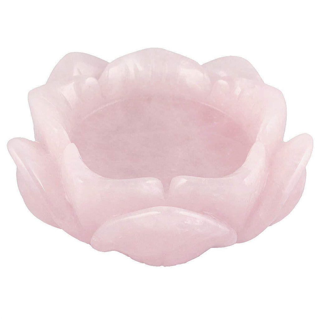 NewNest Australia - mookaitedecor Rose Quartz Lotus Flower Crystal Ball Stand, Tealight Candle Holder Decorative Healing Stone for Home Decor Pink 