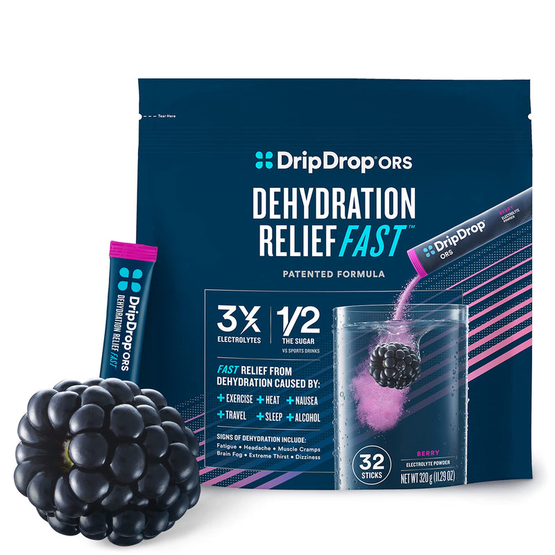 DripDrop ORS Hydration - Electrolyte Powder Packets - Berry - 32 Count 32 Count (Pack of 1) - NewNest Australia