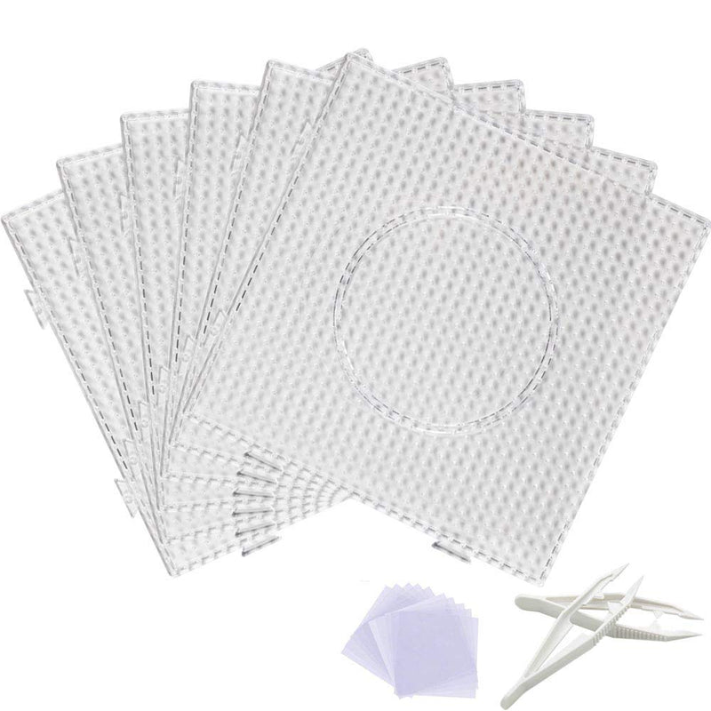 Fuse Bead Boards, 6Pcs 5mm Large Square Clear Plastic Beads Pegboards with 2Pcs Beads Tweezers and 6Pcs Lroning Paper for Kids Craft Beads - NewNest Australia