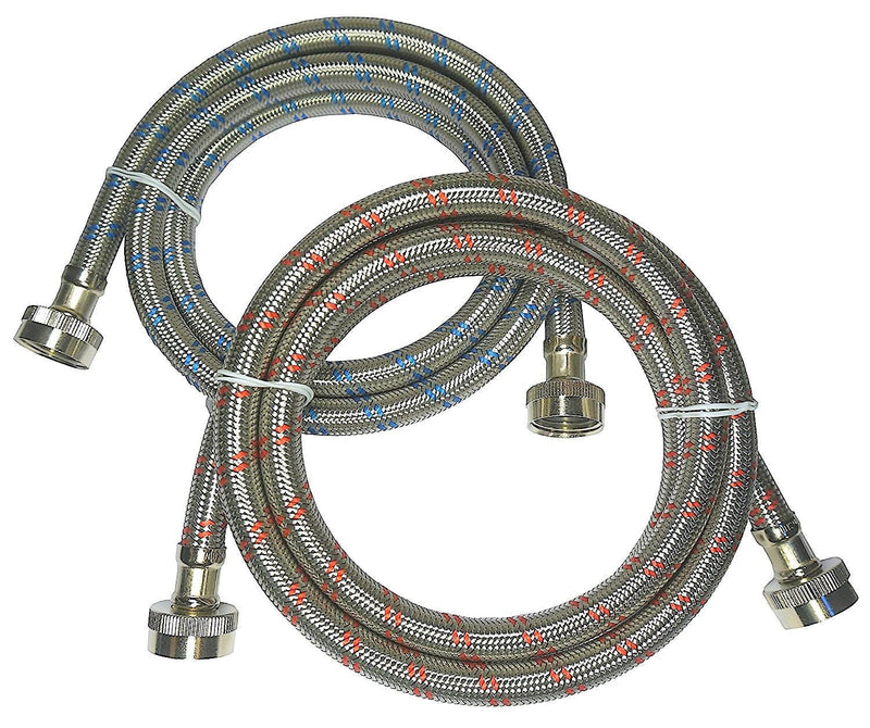 Premium Stainless Steel Washing Machine Hoses - Burst Proof (2 Pack) Red and Blue Striped Water Connection Inlet Supply Lines from Kelaro 3 Foot - NewNest Australia