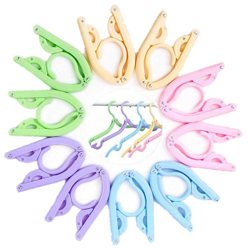 NewNest Australia - Ailive 10pcs Colorful Travel Hangers. Portable Folding Clothes Hangers.Telescopic Travel Magic Portable Drying Rack for Travel Accessories 