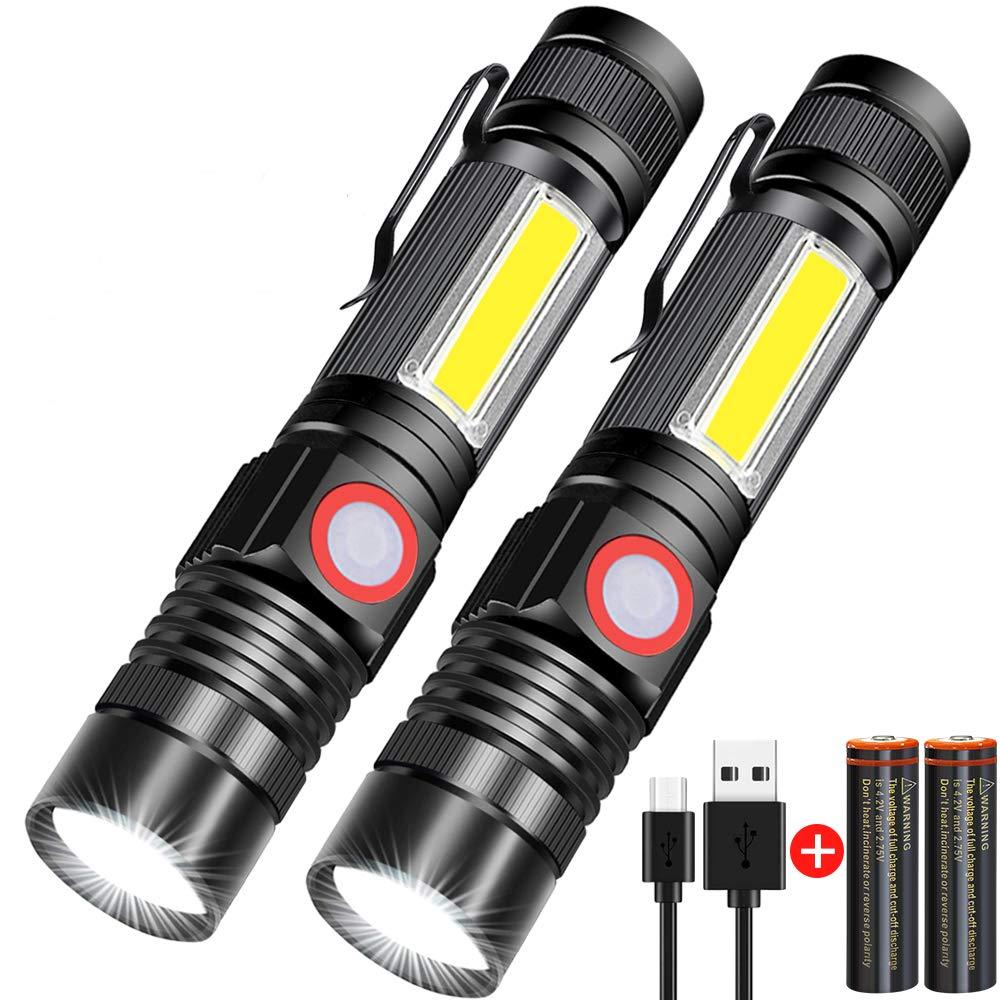 USB Rechargeable Flashlight, Spriak Magnetic LED Flashlights (Included Battery), Super Bright Tactical Flashlight with SideLight, Zoomable, Waterproof Best Small Flashlight for Camping, Emergency 2 - NewNest Australia