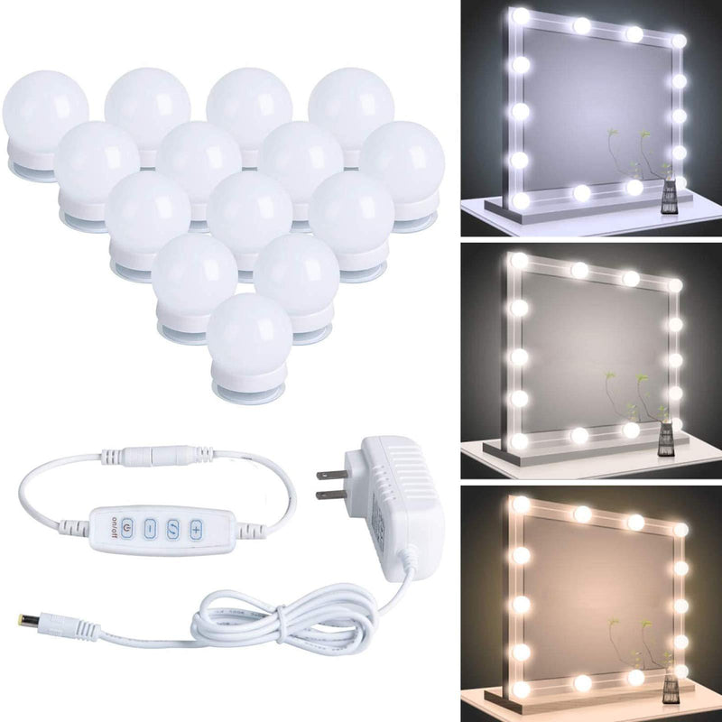 Hollywood Led Vanity Lights Strip Kit with 14 Dimmable Light Bulbs for Full Body Length Makeup Mirror, Wall Mirror, Plug in Vanity Mirror Lights with Power Supply, 3 Color Modes, Mirror Not Included 14 Light Bulbs - NewNest Australia