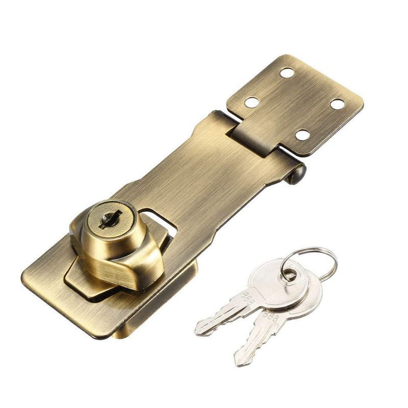 uxcell Keyed Hasp Lock 135mm Twist Knob Keyed Locking Hasp for Door Cabinet Keyed Alike Bronze Tone - NewNest Australia