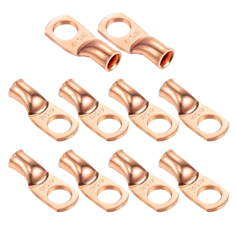 Ampper Heavy Duty Copper Wire Lugs, UL Eyelets Ring Crimp Copper Terminal Connectors for Battery Cable Ends and More (4 Awg, 5/16" Ring, 10 Pcs) 5/16" Ring (M8) 4 Awg - NewNest Australia